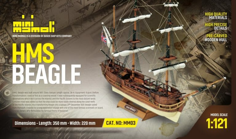 HMS Beagle - Mini Mamoli - Childrens Model Ship Kit - Detail 1-min