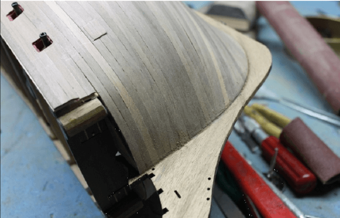 Resealing Planks on the Stem of A Bluff Bow Model Ship 15