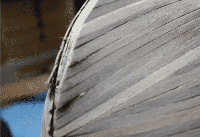 Resealing Planks on the Stem of A Bluff Bow Model Ship 3