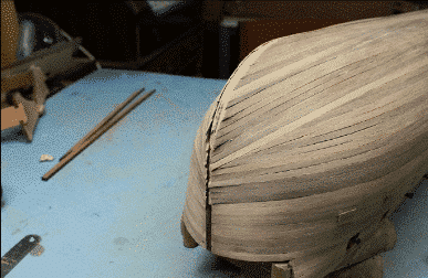 Resealing Planks on the Stem of A Bluff Bow Model Ship 5